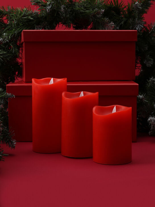 Набор красных восковых свечей из 3-х штук, 10, 12, 15 см Timstor , арт.  | Фото 2