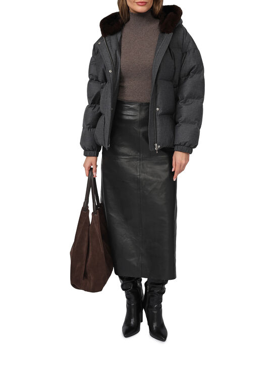 Куртка с капюшоном и варежками из норки Yves Salomon , арт.  | Фото 3