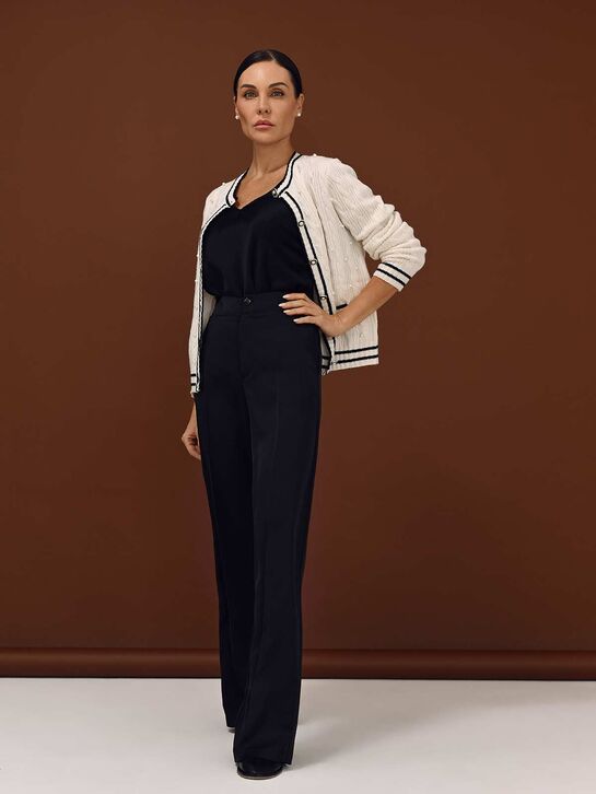 Кардиган с черным кантом, кремовый Weill , арт.  | Фото 2