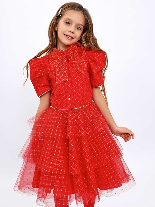 Платье с золотой вышивкой, красное Eirene , арт.  | Фото 5