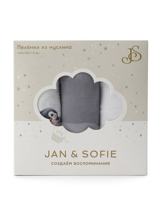 Комплект из 3 пеленок с принтом пингвины, 120х120 см Jan&Sofie , арт.  | Фото 11
