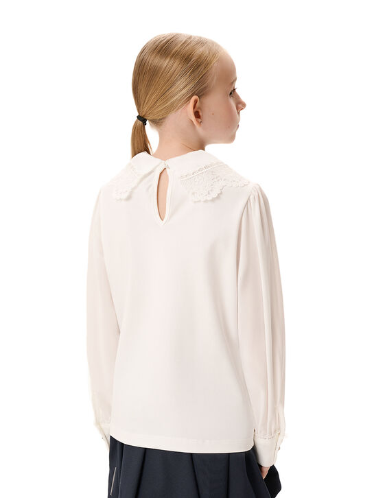 Блуза с брошью и шитьем, белая KengLabel , арт.  | Фото 5