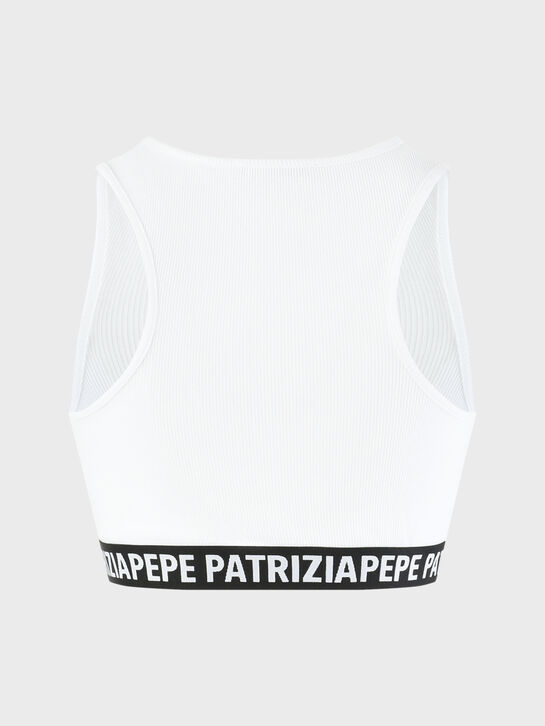 Кроп-топ в стразах с логотипом, белый Patrizia Pepe , арт.  | Фото 3