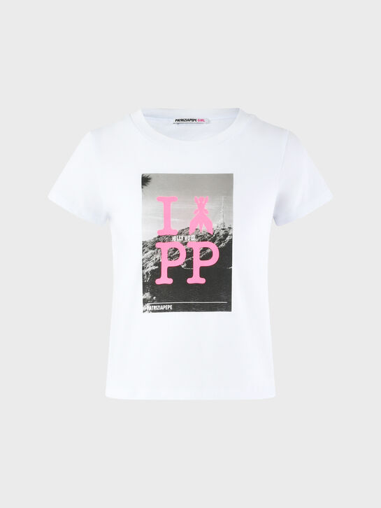 Футболка с принтом Hollywood, белая Patrizia Pepe , арт.  | Фото 1