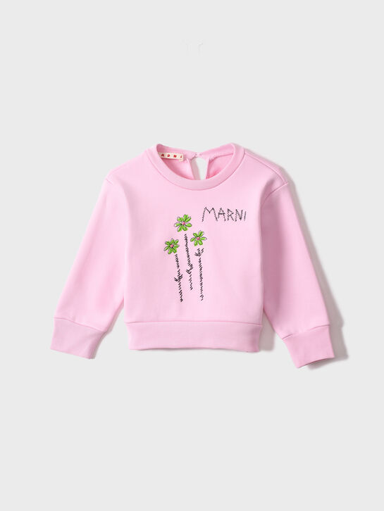 Свитшот с цветочной вышивкой, розовый MARNI , арт.  | Фото 1