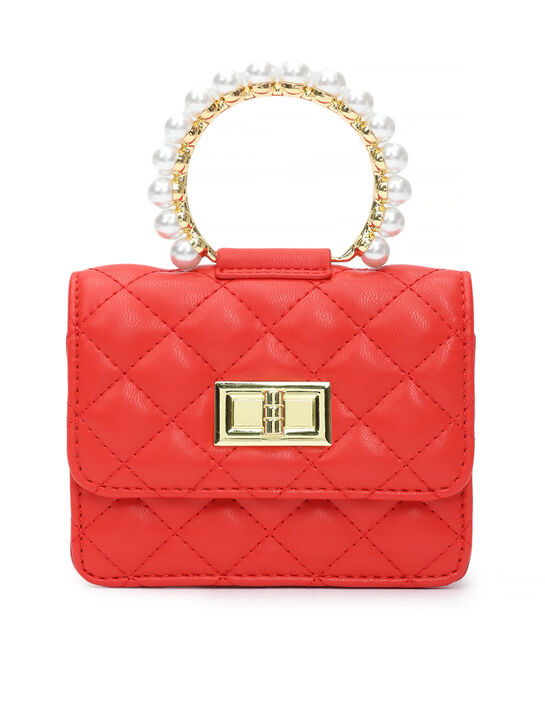 Сумка с ручкой из жемчужин, красная Monnalisa , арт.  | Фото 1