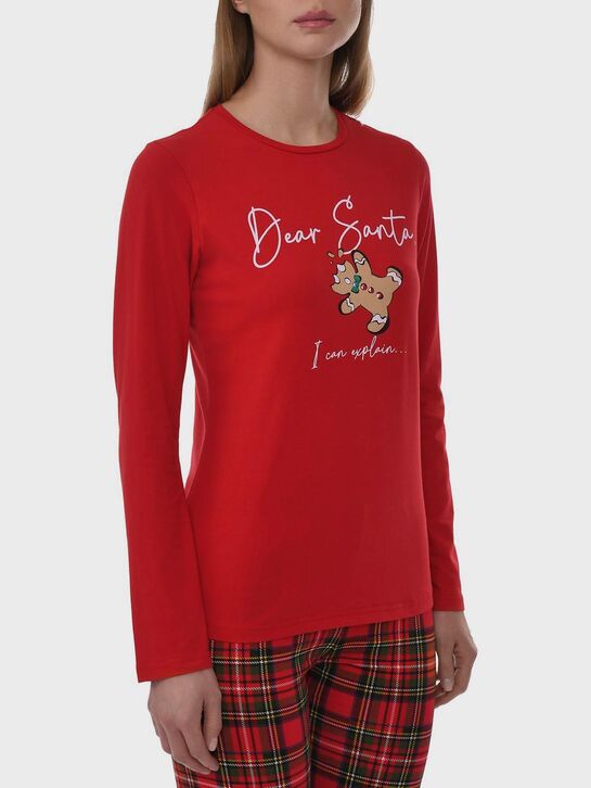 Пижама с брюками в клетку, красная Eirene , арт.  | Фото 3