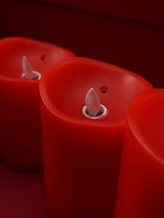 Набор красных восковых свечей из 3-х штук, 10, 12, 15 см Timstor , арт.  | Фото 6