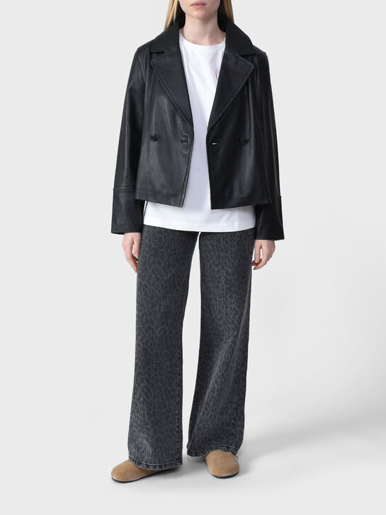 Двубортная кожаная куртка, черная Yves Salomon , арт.  | Фото 2