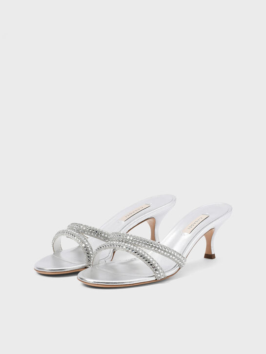 Босоножки Julia на каблуке, серебристые Casadei , арт.  | Фото 2