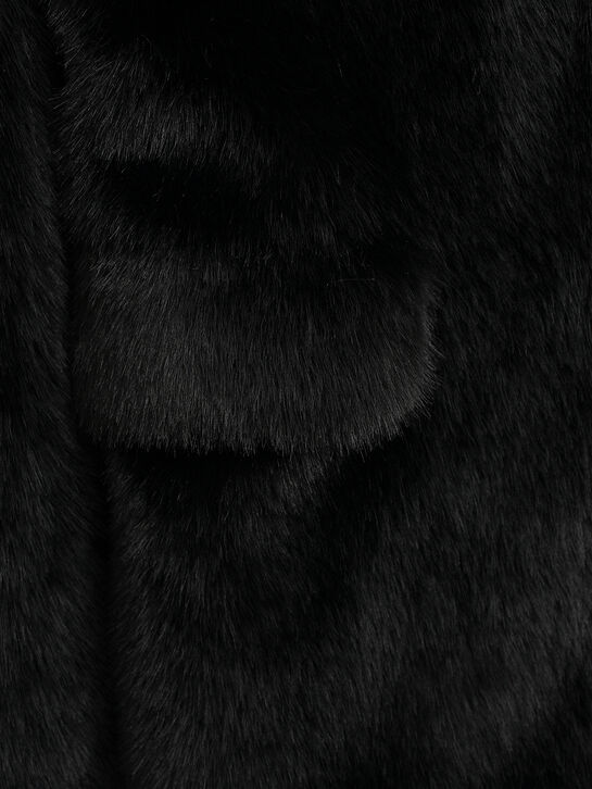 Пальто из эко-меха, черное Flashin , арт.  | Фото 7