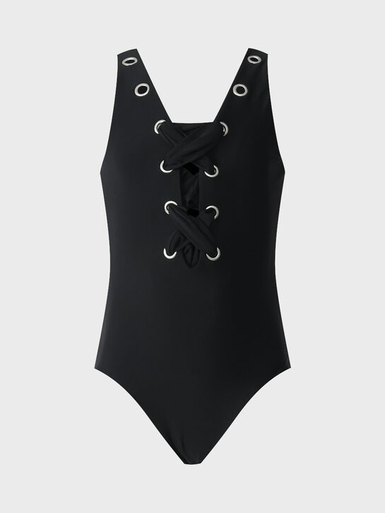 Купальник с люверсами, черный Monnalisa , арт.  | Фото 1