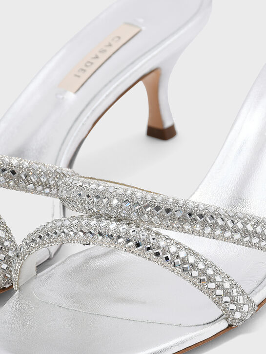 Босоножки Julia на каблуке, серебристые Casadei , арт.  | Фото 7