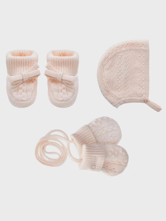 Подарочный набор: шапка, пинетки и варежки, розовый Chloe , арт.  | Фото 1