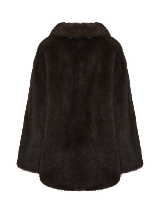 Пальто из эко-меха, коричневое Flashin , арт.  | Фото 5