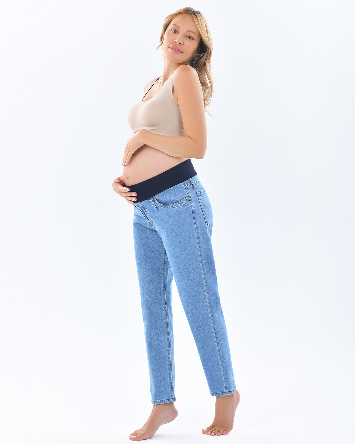 Pietro Brunelli Голубые джинсы для беременных MOM JEANS