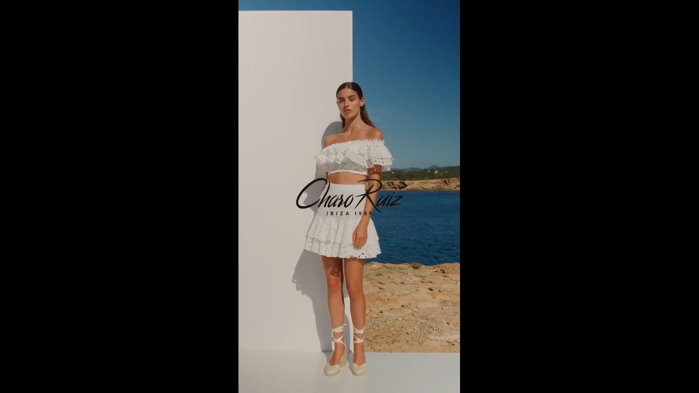 Charo Ruiz Белая юбка с воланами