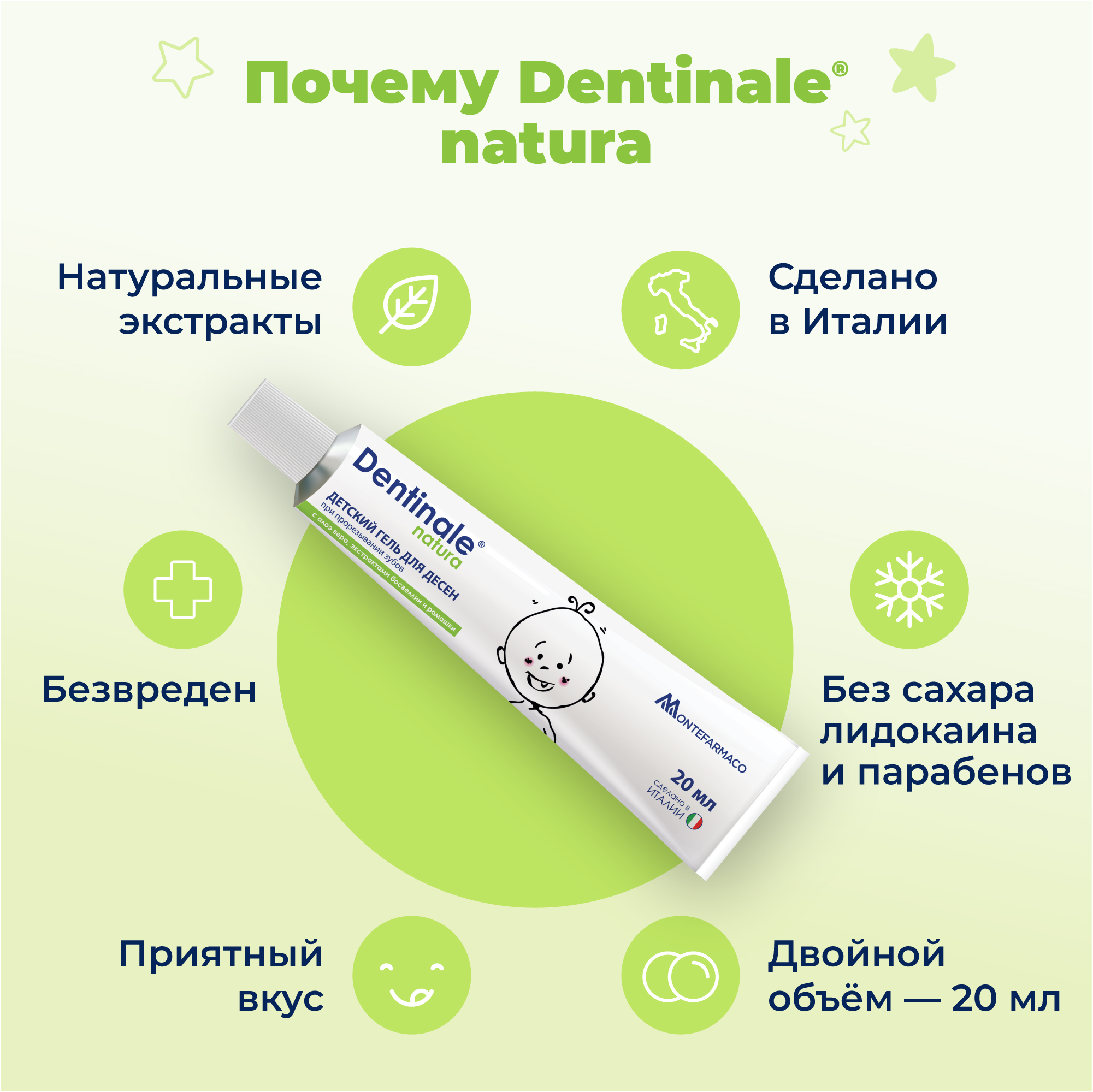 Детский гель для десен при прорезывании зубов Dentinale Natura (купить за  599) в интернет-магазине Кенгуру, арт. 02267C