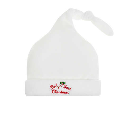 Белая шапка-колпак с вышивкой &quot;babys first christmas&quot; Kissy Kissy Белый, арт. KN506396N WHITE K100 | Фото 1