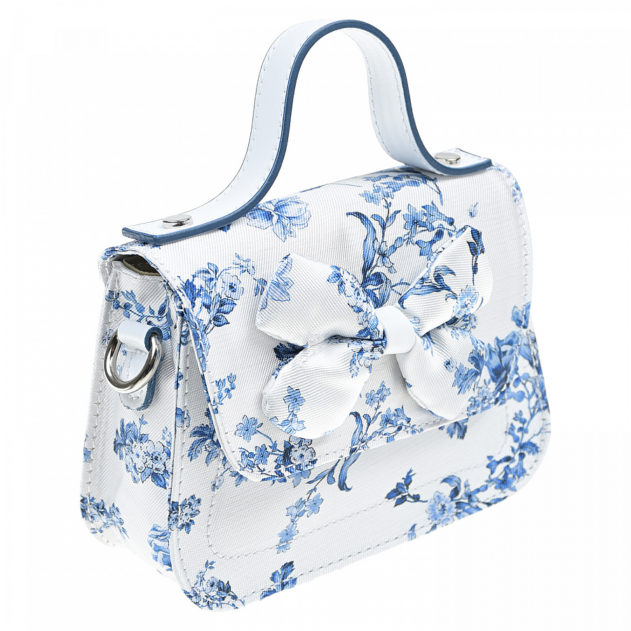 Белая сумка с синим цветочным принтом, 18x17x8 см Monnalisa , арт. 799007 9062 0001 | Фото 2
