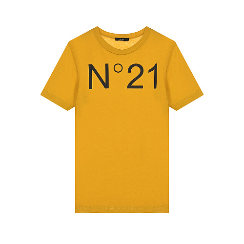 Желтая футболка с черным лого No. 21 Желтый, арт. N21173 N0153 0N209 | Фото 1