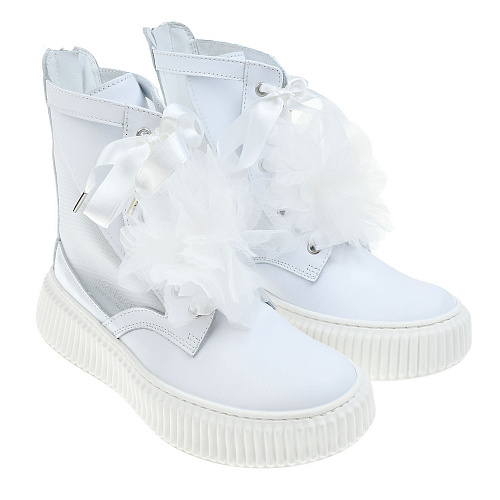 Кожаные ботинки с прозрачными вставками Monnalisa Белый, арт. 879003 9708 0001 | Фото 1