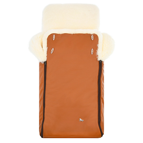 Оранжевый конверт в коляску &quot;Premium Welss&quot;, натуральная овчина Hesba , арт. 1700899 | Фото 1