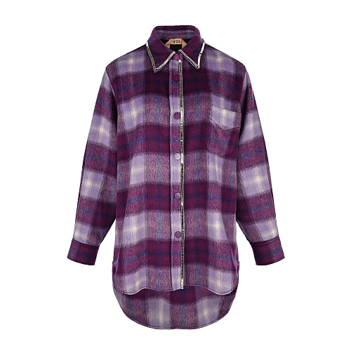 Фиолетовая рубашка в клетку No. 21 Фиолетовый, арт. N2SG051 3097 Q7A1 | Фото 1