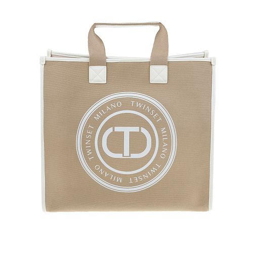 Бежевая сумка с логотипом, 40x37x12 см TWINSET Бежевый, арт. 221TB7210 6017S | Фото 1