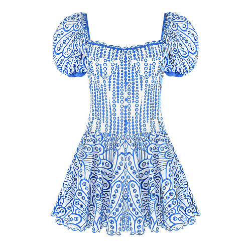 Белое платье с голубым шитьем Charo Ruiz Голубой, арт. 223613 WHITE/BLUE | Фото 1