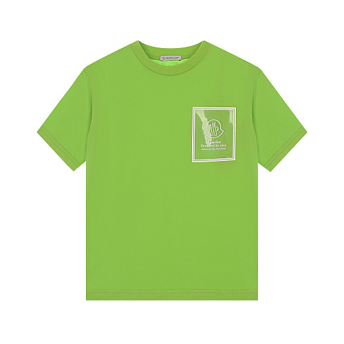 Зеленая футболка с логотипом Moncler Салатовый, арт. 8C00021 83907 832 | Фото 1