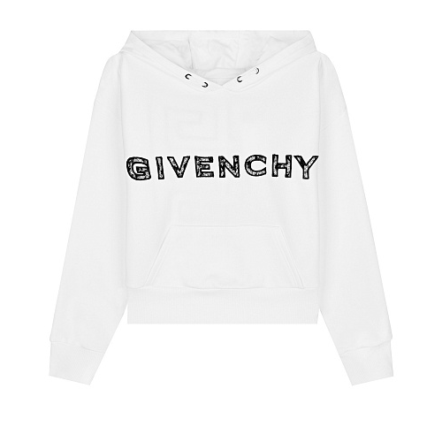 Белая толстовка-худи с кружевным логотипом Givenchy Белый, арт. H15241 10B | Фото 1