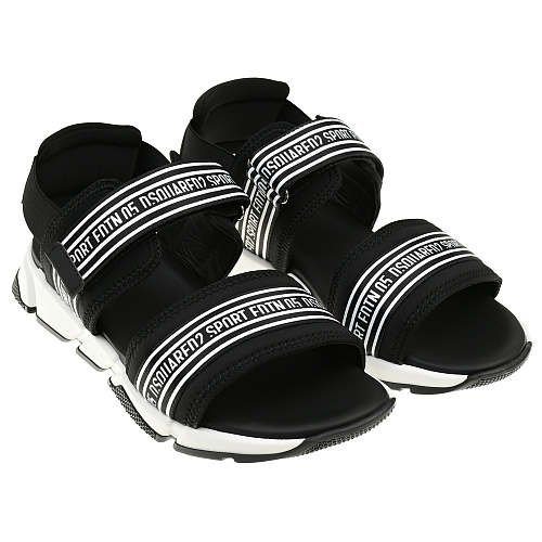Черные сандалии с белыми вставками Dsquared2 Черный, арт. 70634 VAR.2 | Фото 1