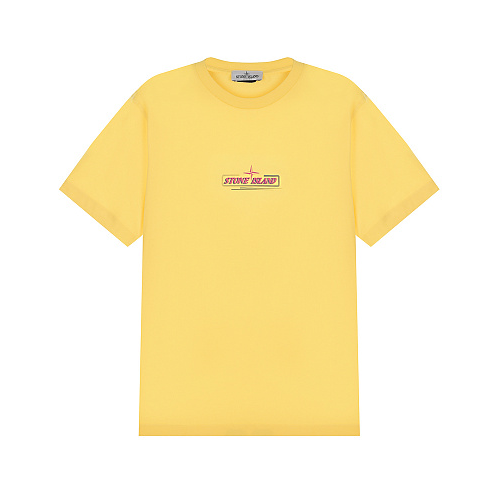 Желтая футболка с розовым логотипом Stone Island Желтый, арт. 761621053 V0030 YELLOW | Фото 1
