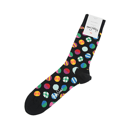 Черные носки с принтом &quot;мячи&quot; Happy Socks Черный, арт. CLD01 9300 | Фото 1