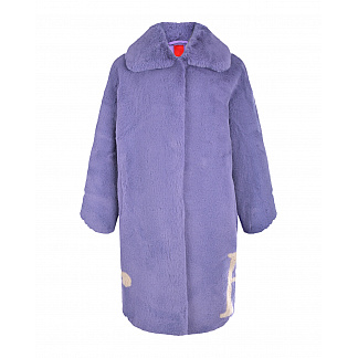 Сиреневое пальто из эко-меха Glox Сиреневый, арт. ST008 LILAC | Фото 1