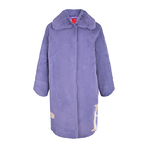 Сиреневое пальто из эко-меха Glox Сиреневый, арт. ST008 LILAC | Фото 1