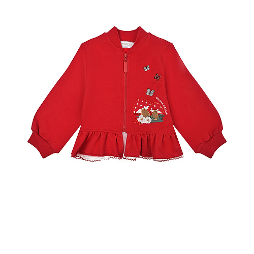 Красная спортивная куртка с оборкой Monnalisa Красный, арт. 390804 0022 0043 | Фото 1