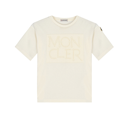 Белая футболка с вышитым лого Moncler Белый, арт. 8C00007 83907 034 | Фото 1