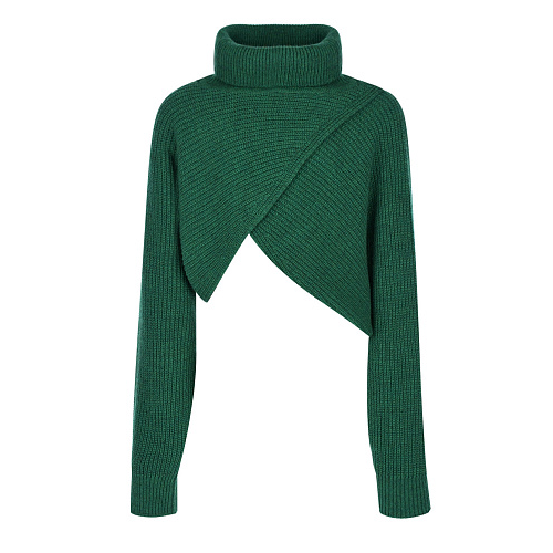 Укороченный асимметричный свитер MSGM Зеленый, арт. MS029161 080 | Фото 1