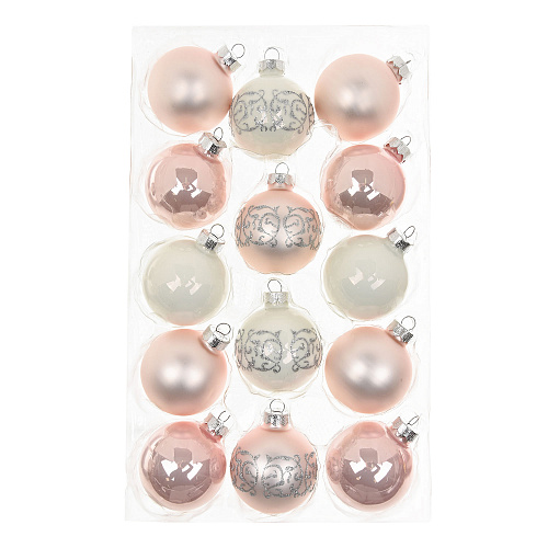 Набор шаров 6 см, 28шт, белый-розовый Inges Christmas , арт. 15186K414 | Фото 1