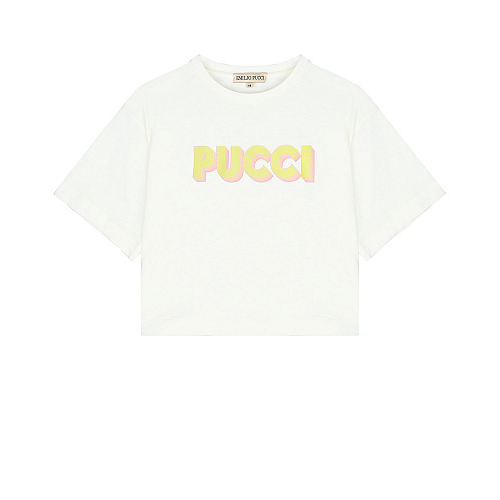 Укороченная футболка кремового цвета Emilio Pucci Белый, арт. 9Q8231 J0034 103VE | Фото 1
