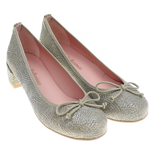 Золотистые туфли с бантом-шнурком Pretty Ballerinas , арт. 48.814 QUEEN PLATA | Фото 1