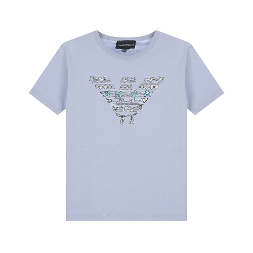 Сиреневая футболка с логотипом из сердечек и цветочков Emporio Armani Сиреневый, арт. 3L3T01 4J54Z 0713 | Фото 1