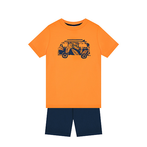 Пижама: оранжевая футболка и синие шорты Sanetta Желтый, арт. 232811 2178 | Фото 1