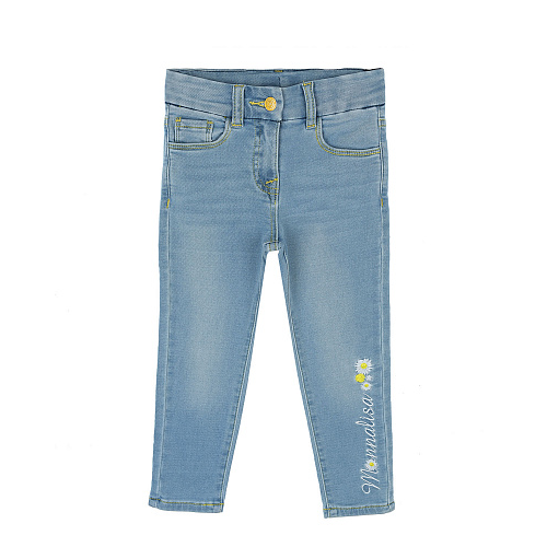 Голубые джинсы с логотипом Monnalisa Голубой, арт. 199400 9050 0061 | Фото 1