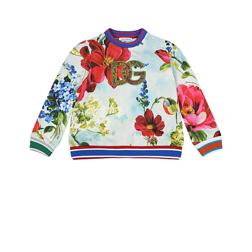 Свитшот с цветочным принтом Dolce&Gabbana Мультиколор, арт. L2JW6A HS7HB HC3JD | Фото 1