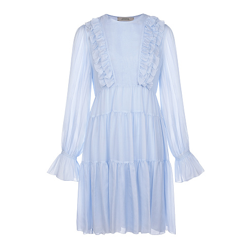 Голубое шелковое платье с рюшами Dorothee Schumacher Голубой, арт. 749202 807 | Фото 1