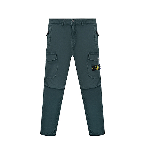 Темно-зеленые брюки с накладными карманами Stone Island , арт. 751630311 V0157 PETROL | Фото 1