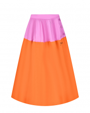 Оранжевая юбка с атласной вставкой